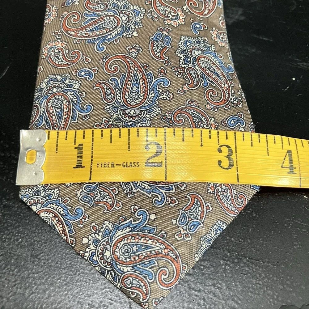 Liberty of London Silk Neck Tie Brown Paisley Blue Orange Classic England Style